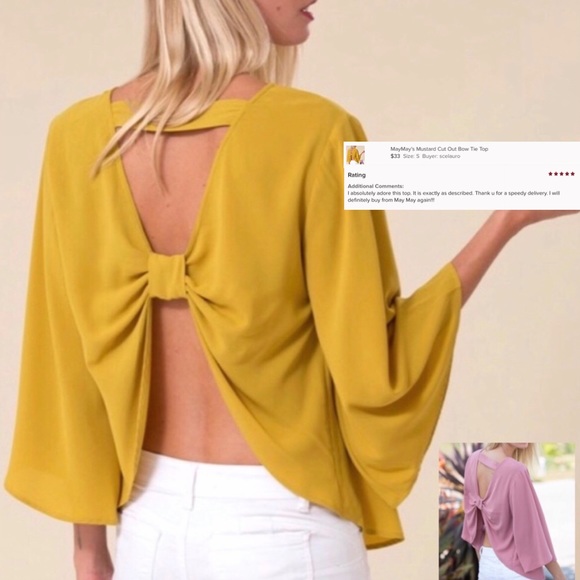 Love in Tops - Mustard Cut Out  Bow Top
